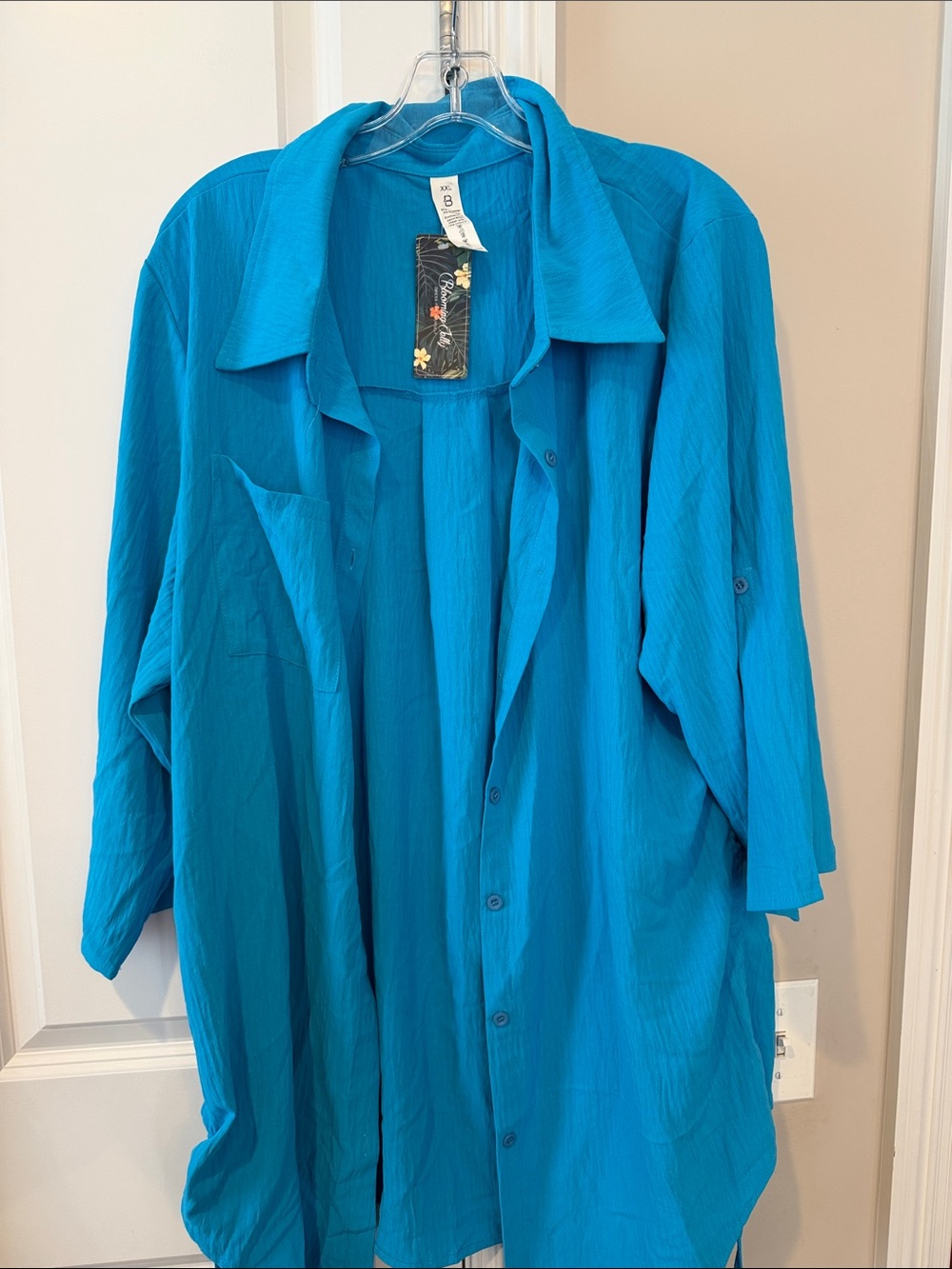Men's Casual Button-Down Shirt in Teal Blue